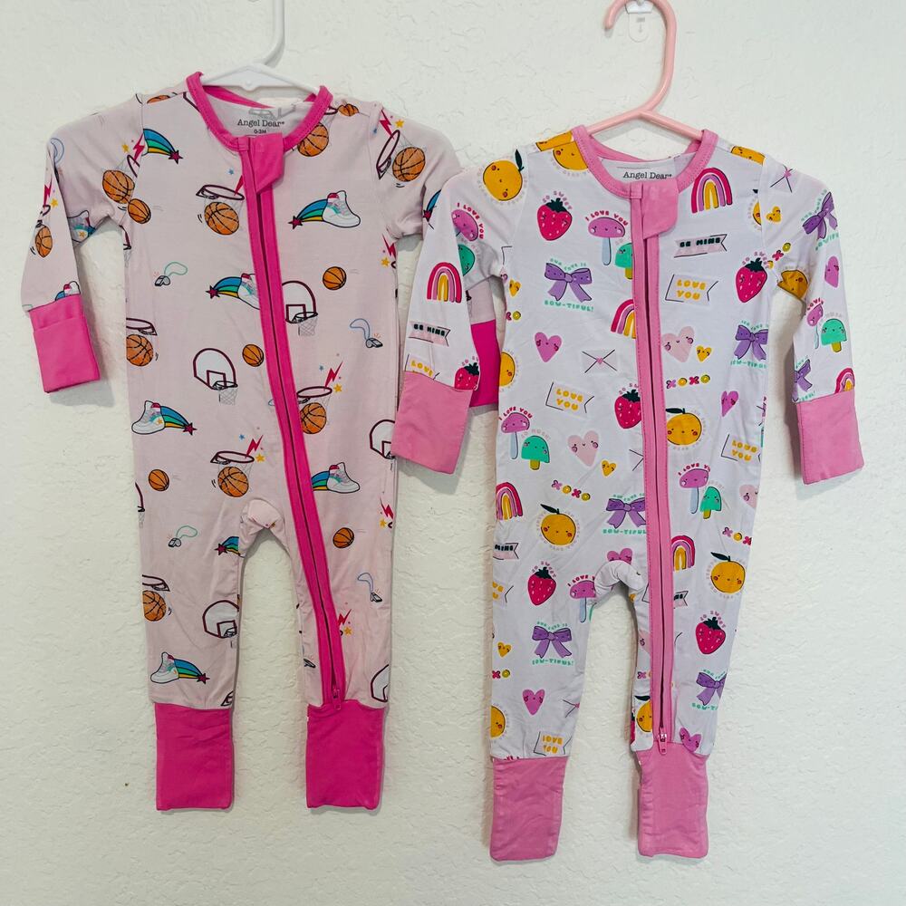 Angel Dear 0-3M Convertible Romper Bundle Basketball Pink Valentine NWT